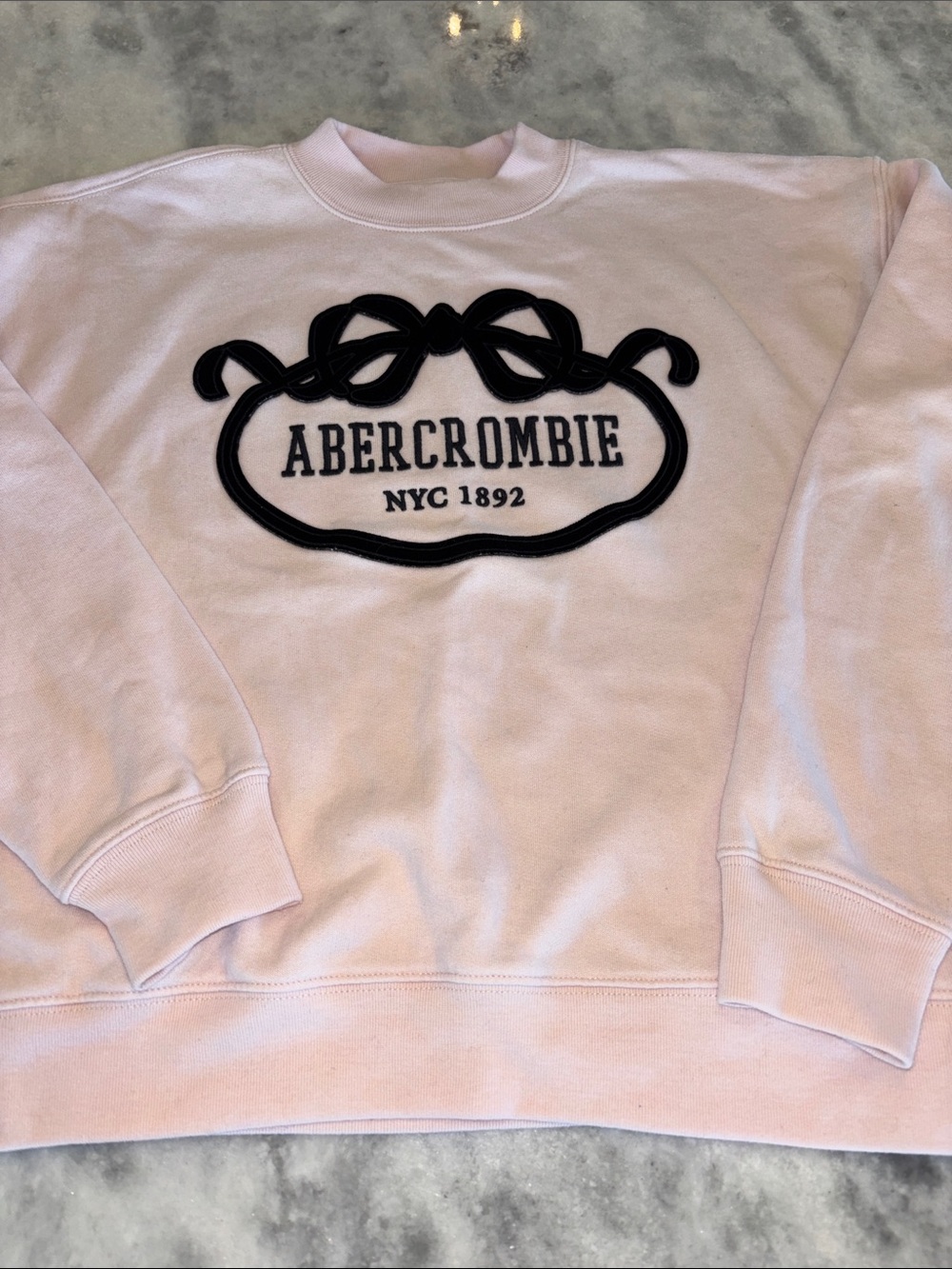 Abercrombie & Fitch Light Pink Crewneck with Black Logo Appliqué